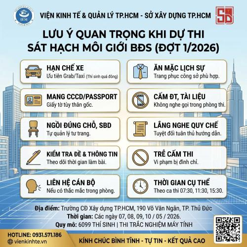 Lịch Thi Sát Hạch Chứng Chỉ Môi Giới Bất Động Sản Đợt 1 Năm 2026